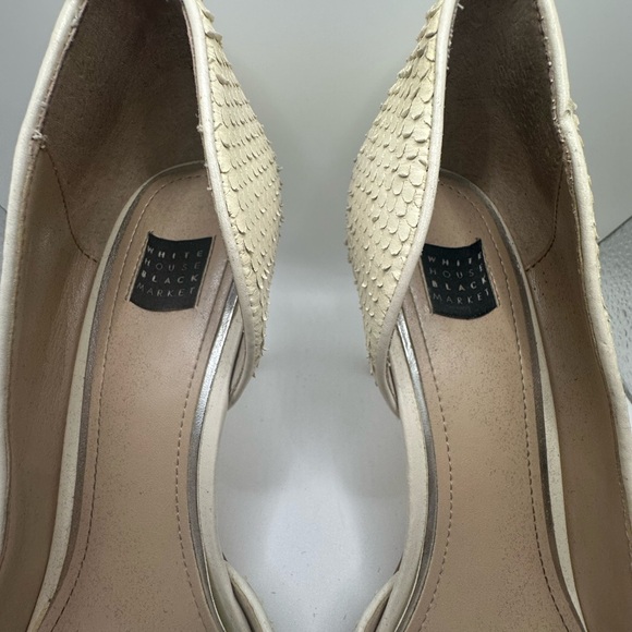 WHBM Ella Snake Embossed D’Orsay Pumps, Vanilla - Picture 4 of 13